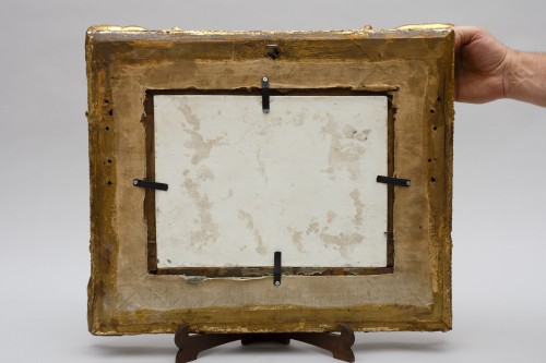 “Animated landscape”, painted porcelain plaque 19th century - Louis-Philippe