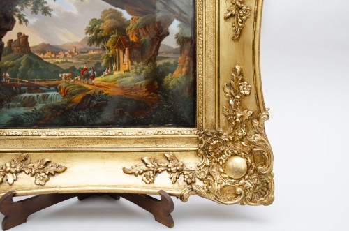 Louis-Philippe - “Animated landscape”, painted porcelain plaque 19th century