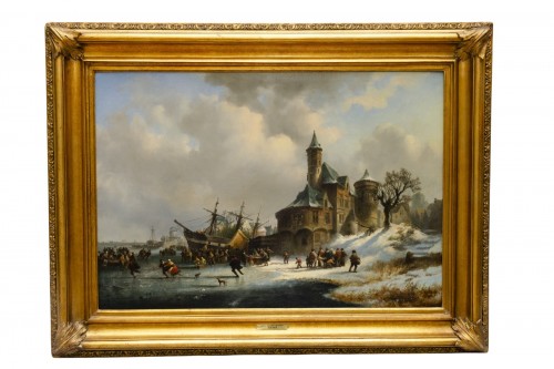 “Winterlandscape”, Henri-Adolphe SCHAEP (Mechelen 1826-Antwerp 1870) Dated 