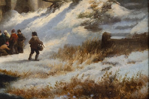 “Winterlandscape”, Henri-Adolphe SCHAEP (Mechelen 1826-Antwerp 1870) Dated  - Paintings & Drawings Style Napoléon III