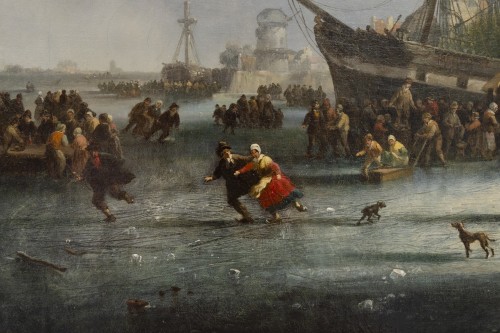 Antiquités - “Winterlandscape”, Henri-Adolphe SCHAEP (Mechelen 1826-Antwerp 1870) Dated 
