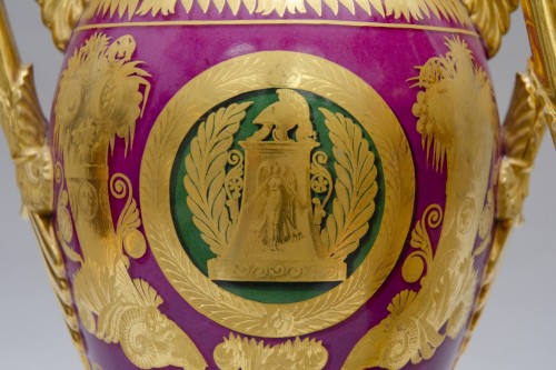 19th century - Pair of eggshaped vases &quot;duck hunt&quot;, attributed to Feuillet in Paris