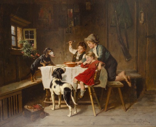 Tableaux et dessins Tableaux XIXe siècle - A table de Adolf Eberle (Munich 1843 - 1914)