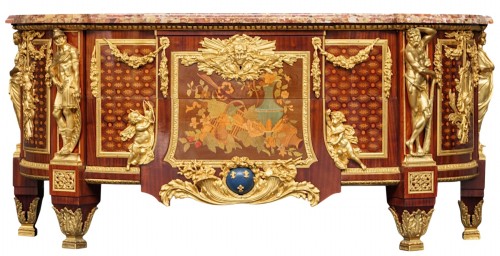 Exceptional Late 19th century Louis XVI’s “warriors” chest, after Riesener