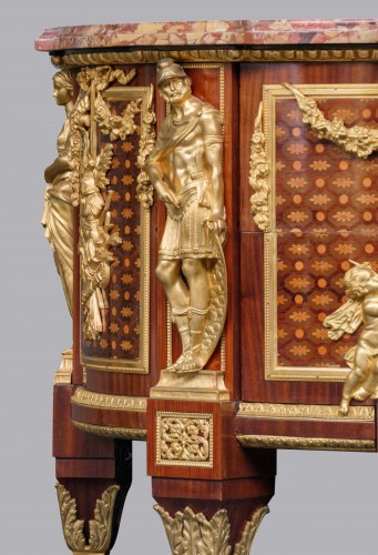 19th century - Exceptional Late 19th century Louis XVI’s “warriors” chest, after Riesener
