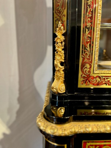 Boulle marquetry display and bookcase, Maison Delafontaine à Paris (Napoleo - Furniture Style Napoléon III