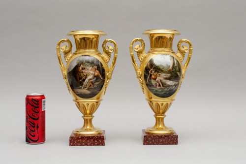 Paire de vases ovoïdes de qualité muséale, ornées de scènes du roman « Atala », Darte - L'Egide Antiques