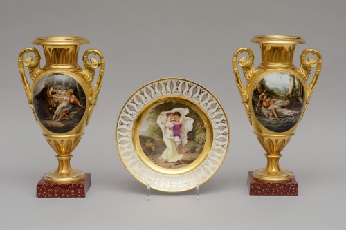 Antiquités - Paire de vases ovoïdes de qualité muséale, ornées de scènes du roman « Atala », Darte