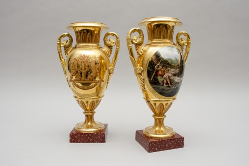 Antiquités - Paire de vases ovoïdes de qualité muséale, ornées de scènes du roman « Atala », Darte