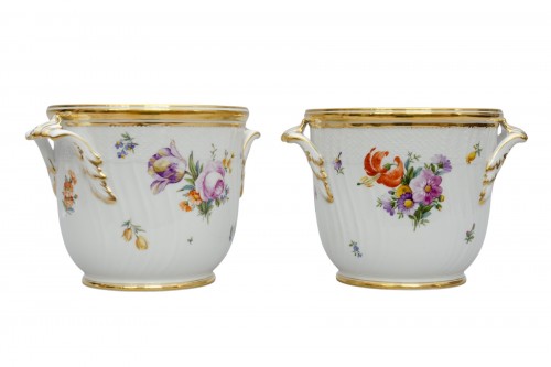 Grande paire de jardinières, porcelaine de Copenhague