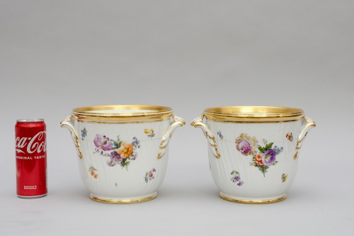 Grande paire de jardinières, porcelaine de Copenhague - Céramiques, Porcelaines Style Art nouveau