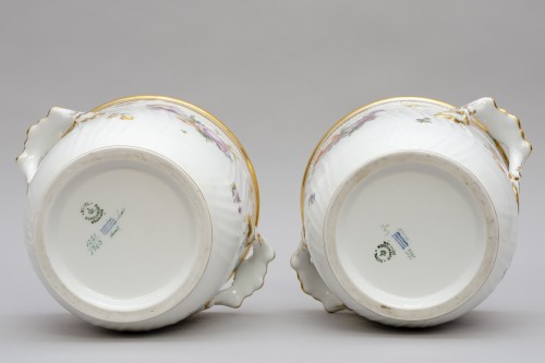 Grande paire de jardinières, porcelaine de Copenhague - Art nouveau