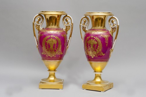 Large pair of vases "Harbours views" - 