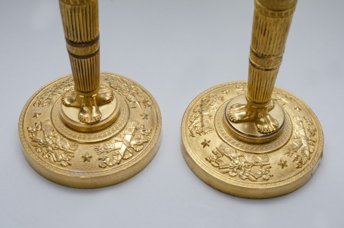 Pair of Ormulu Empire candlesticks, attributed to Claude Galle - 
