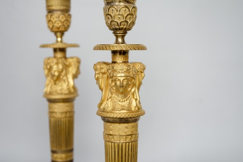 Empire - Pair of Ormulu Empire candlesticks, attributed to Claude Galle