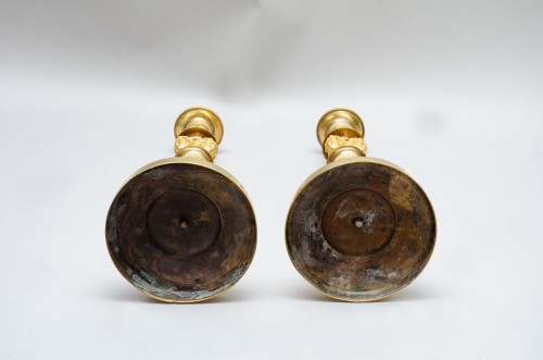 Antiquités - Pair of Ormulu Empire candlesticks, attributed to Claude Galle