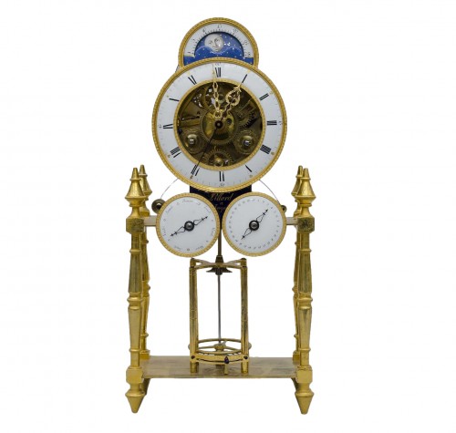 Skeleton "portique" clock, Pillard in Troyes late 18th century