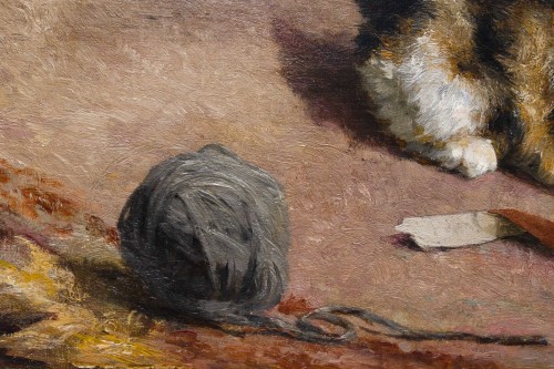 Paintings & Drawings  - A family of cats at play - Charles Van den Eycken (1859-1923)