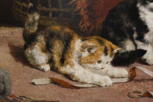 20th century - A family of cats at play - Charles Van den Eycken (1859-1923)