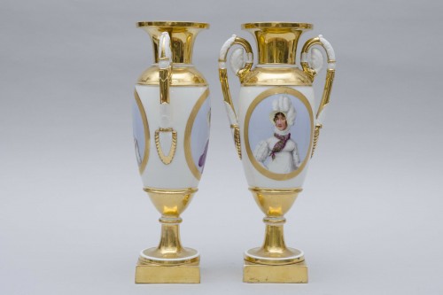 Empire pair of porcelain vases &quot;Merveilleuses&quot;, Paris - Porcelain & Faience Style Empire