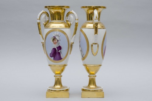 19th century - Empire pair of porcelain vases &quot;Merveilleuses&quot;, Paris