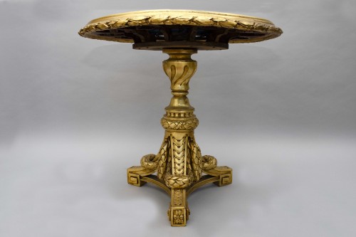 Gueridon table in gilt wood and porcelain - Napoléon III