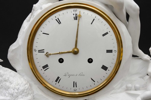 Antiquités - “Orpheus charming the animals”, bisque pendulum clock by Dupas à Paris
