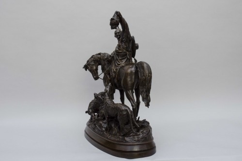 “Kabyle coming back from the hunt”-  Arthur Waagen (Memel1833- Paris 1898) - Sculpture Style Napoléon III