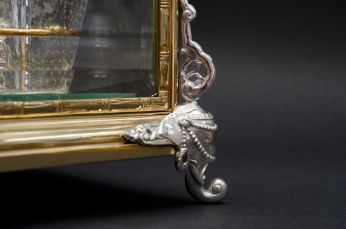 Napoléon III - Cave à liqueur en verre et bronze, verrerie en cristal. France