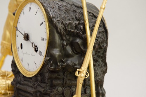 Horology  - Pendulum clock in gilt bronze “Atala rescuing Chactas” Empire period