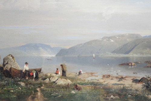Fjords vues de l'ile de Torget - RASMUSSEN Georg Anton (1842 - 1914) - Tableaux et dessins Style Napoléon III