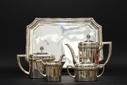 Coffee and tea set in sterling silver, Otto Wolter Germany - Art Déco