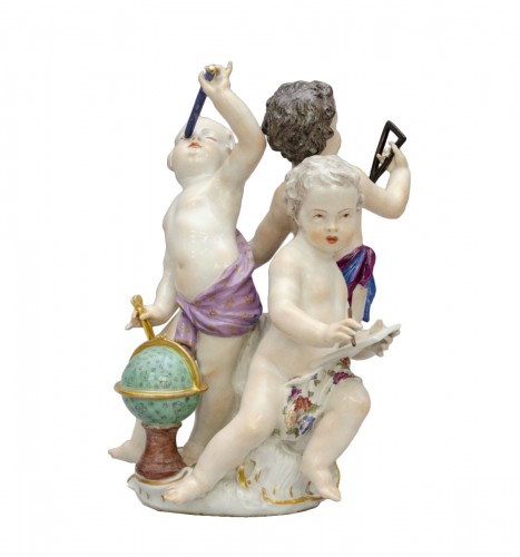 Groupe « L’Astronomie » aux Amours, porcelaine de Meissen Vers 1750-1760