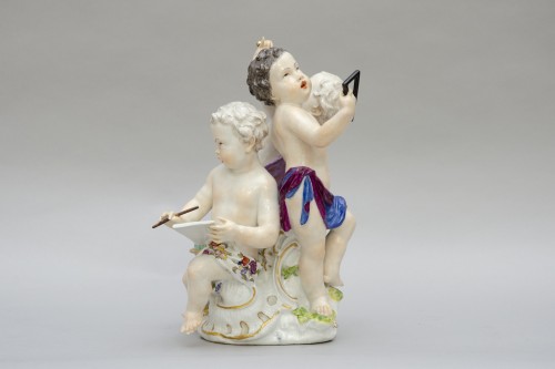 Groupe « L’Astronomie » aux Amours, porcelaine de Meissen Vers 1750-1760 - Louis XV