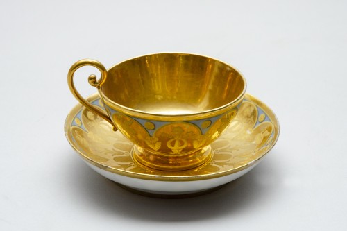 Empire tea cup and saucer, Dihl in Paris - Porcelain & Faience Style Empire