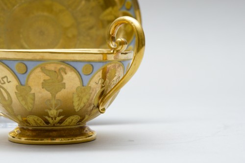 XIXe siècle - Tasse et soucoupe Empire, Dihl à Paris