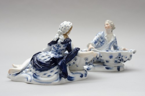 Porcelain & Faience  - Salt and pepper set, baskets in Meissen porcelain, 19th century