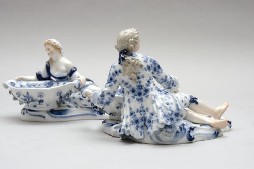Paires de salières en porcelaine de Meissen, 19e siècle - Louis-Philippe