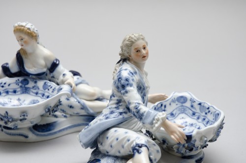 Antiquités - Paires de salières en porcelaine de Meissen, 19e siècle