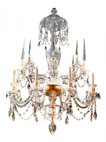 A George III cut-glass eight-light chandelier