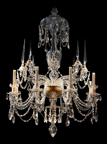 Lighting  - A George III cut-glass eight-light chandelier