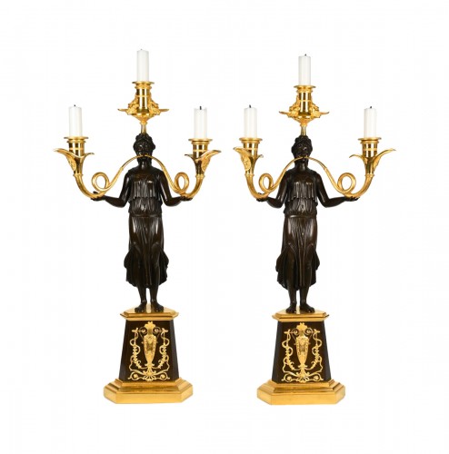 Pair of large French empire Directoire candelabra