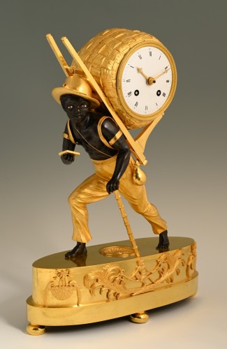 A French empire &#039;au bon sauvage&#039; mantel clock Portefaix - Horology Style Empire