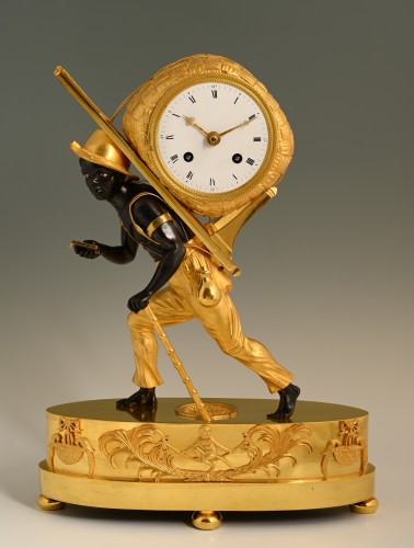 A French empire &#039;au bon sauvage&#039; mantel clock Portefaix - 