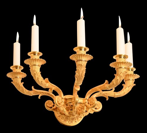 Paire d'appliques en bronze doré d’époque Restauration - Luminaires Style Restauration - Charles X