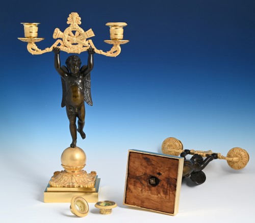 A pair of ormolu and patinated bronze candelabras circa 1820 - Empire