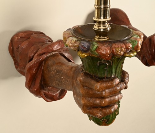  - Paire de bras muraux coloniaux polychromes