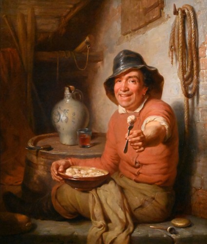 L'heure du dîner - François Verheyden (1806 - 1889) - Tableaux et dessins Style 