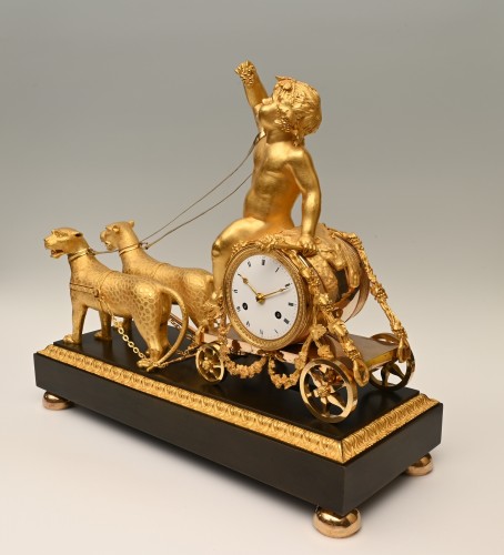 Bacchus assis sur un tonneau - Pendule de cheminée Empire - Empire