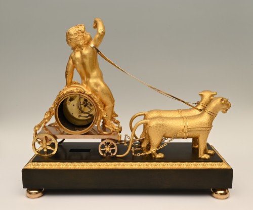 Empire - Bacchus assis sur un tonneau - Pendule de cheminée Empire